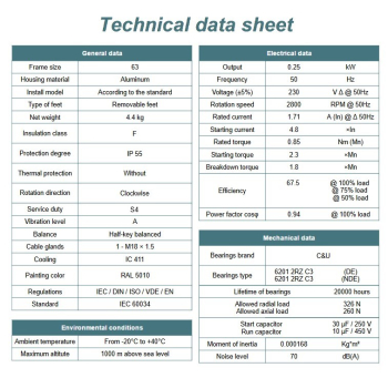 Silnik elektryczny jednofazowy 0,25kW 2800 obr/min. 63B14